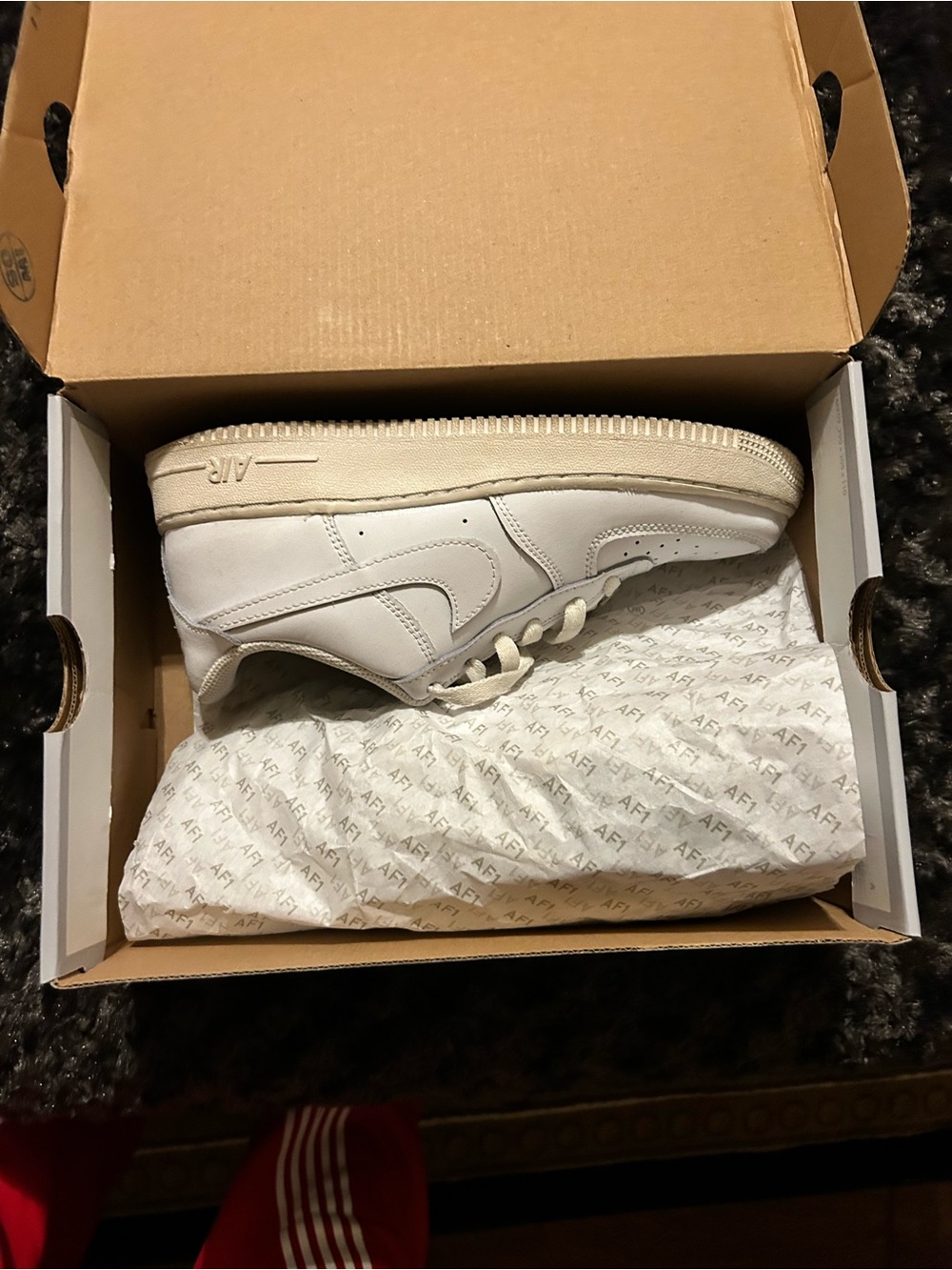 Nike Kids' Air Force 1 Low White/Cream Casual Sneakers